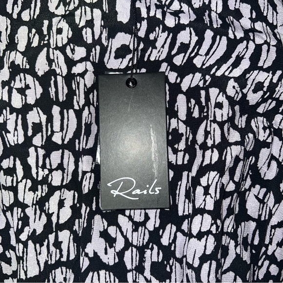 RAILS Inez Mini Dress size XS Purple Black Batik Cheetah Print Smocked Waist NWT - Picture 6 of 11